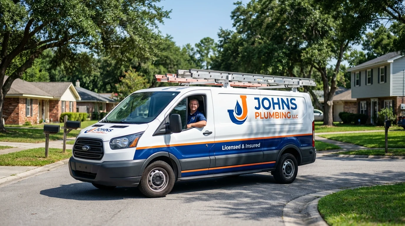 Johns Plumbing LLC service van in Farmersville, OH