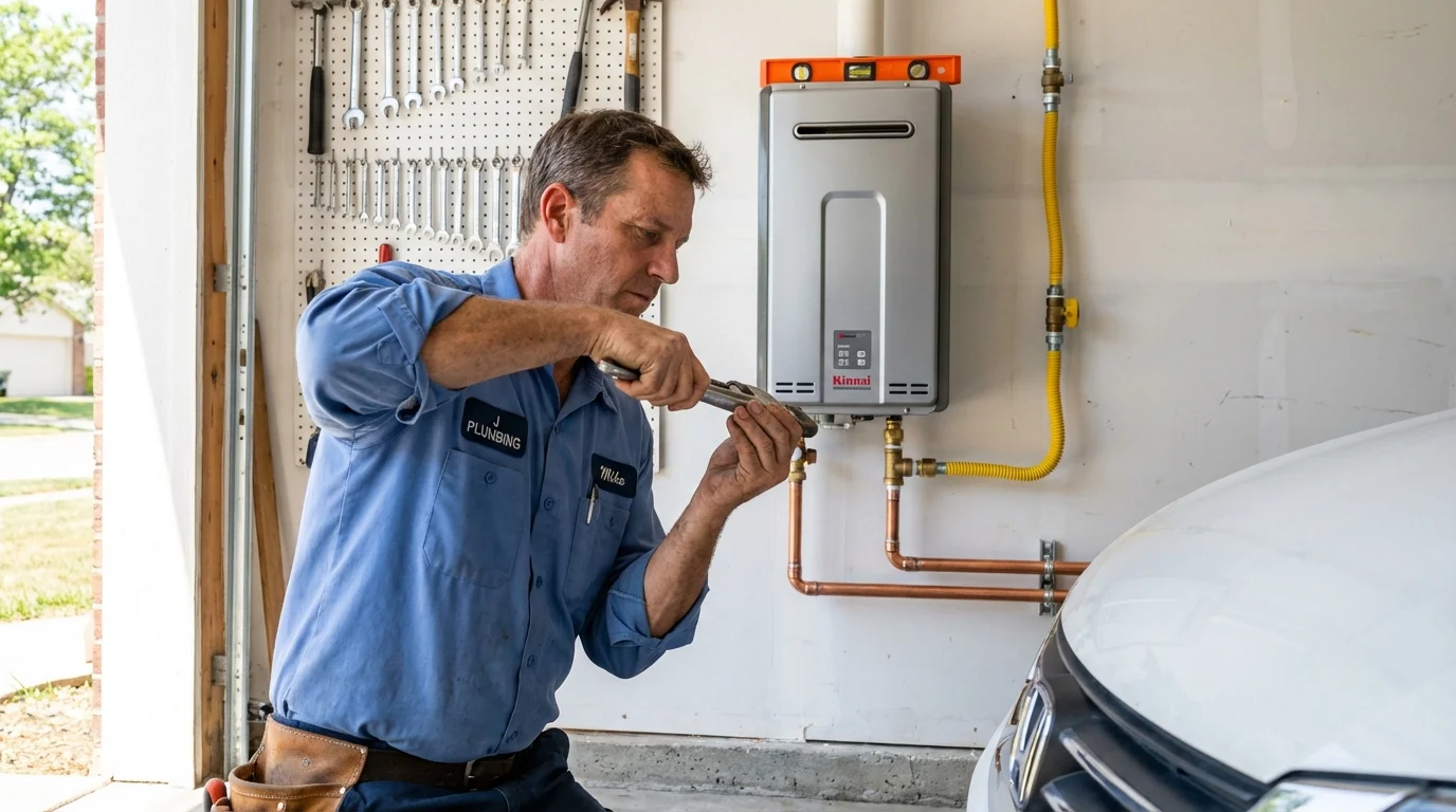 Tankless water heater installation by a Johns Plumbing LLC plumber in Farmersville